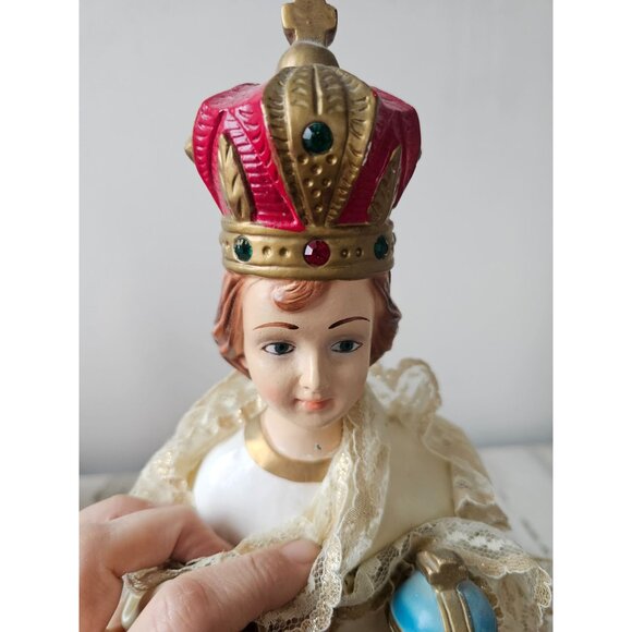 Vintage chalkware 17" infant of Prague statuary Italian Italy religious statue f - Picture 14 of 16